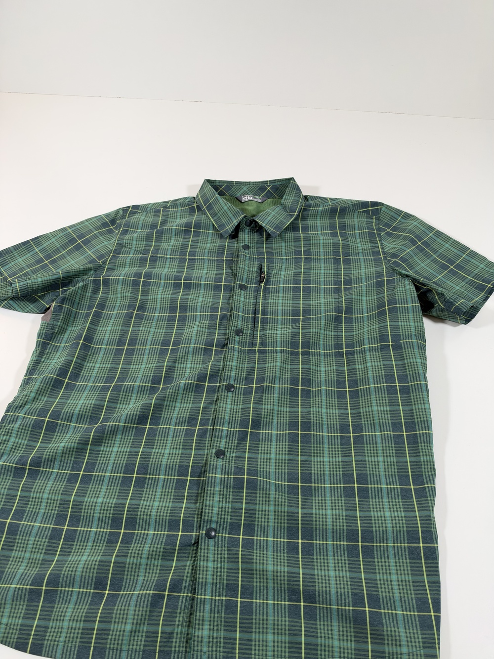 Stio Hagen Trail Shirt Men's XL Green Plaid Hiking
